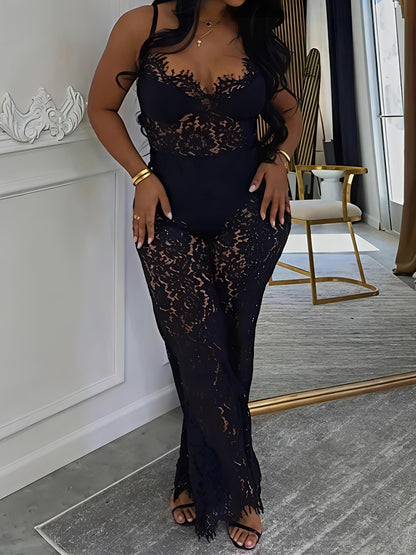 Sexy Adjustable Strap Lace Jumpsuit