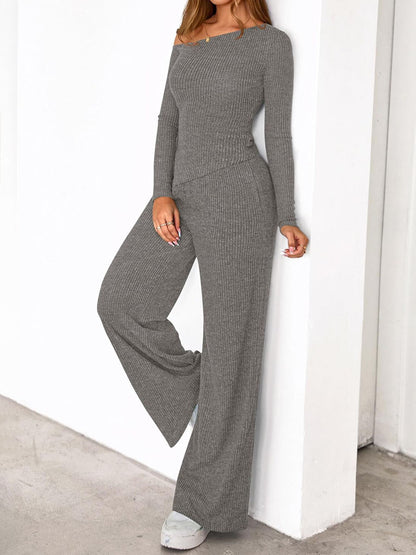 Asymmetric Casual Knitted Two Pieces Set（🔥Buy 2 Get Free Shipping）