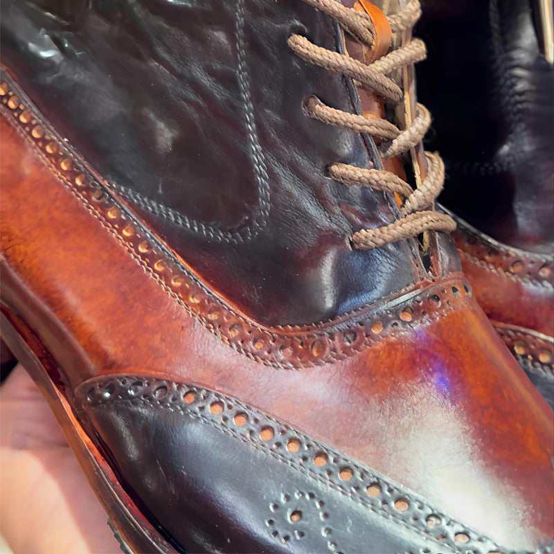 Men's Color Block Lace-up High-top Shoes