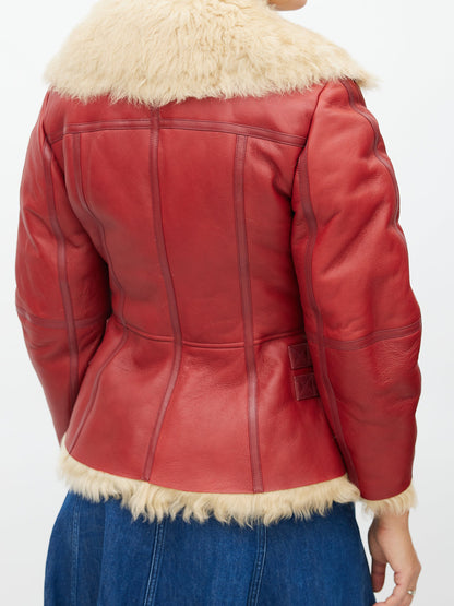 Fashion Faux Leather & Shearling Biker Jacket