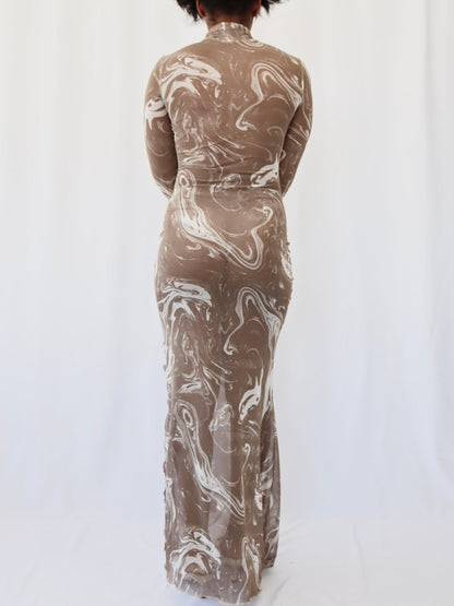 Crisscross Paneling Printed Maxi Dress