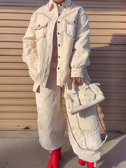 Rivet Trim Fashion Two Pieces Set