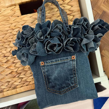 3D Flower Denim Tote
