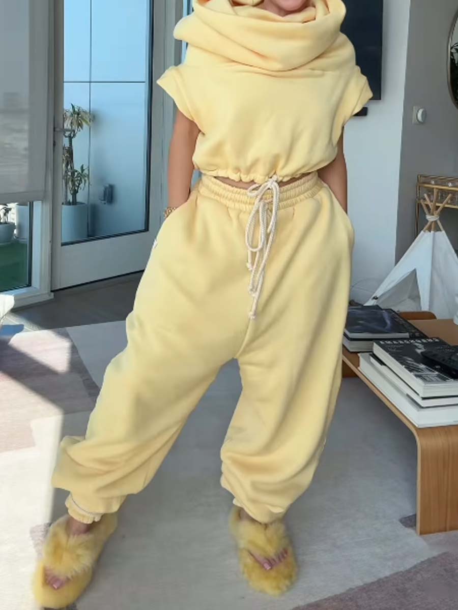 (🎁 Buy 2, free shipping!🔥) Capped Sleeve Drawstring Waist Two Pieces Set