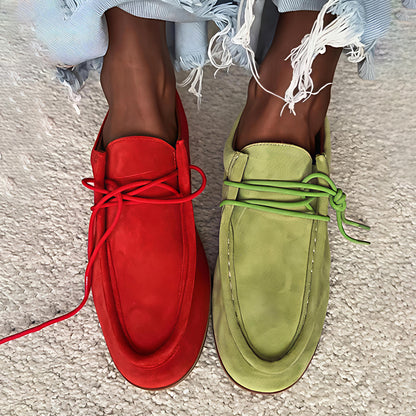 Imitation Suede Fleece-Lace Flats