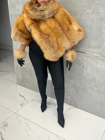 Asymmetric Fur Shawl Top