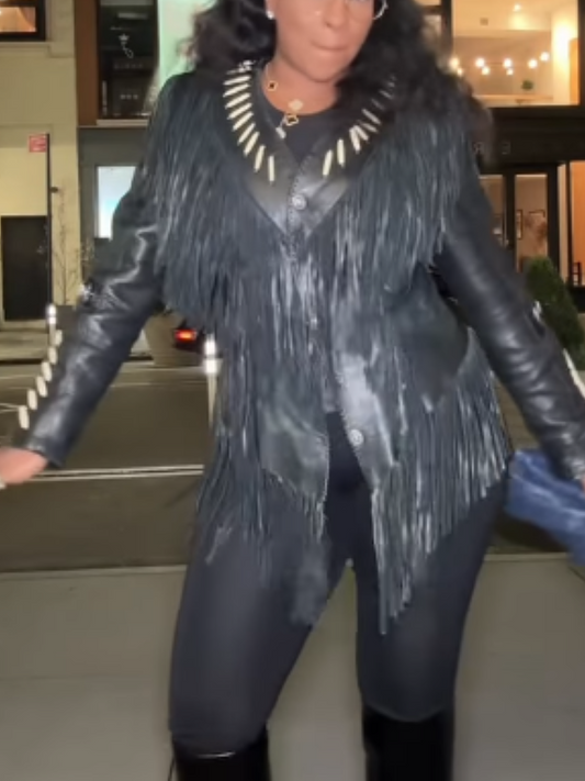 Fringed Leather Coat