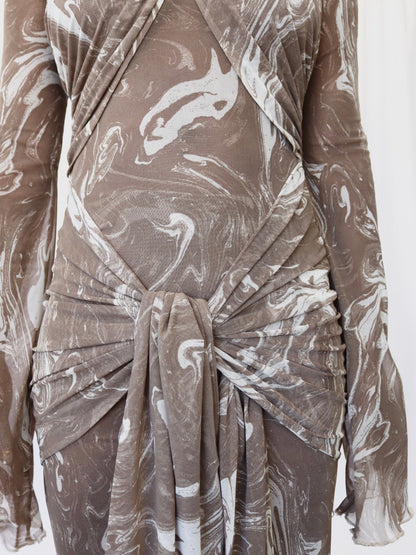 Crisscross Paneling Printed Maxi Dress