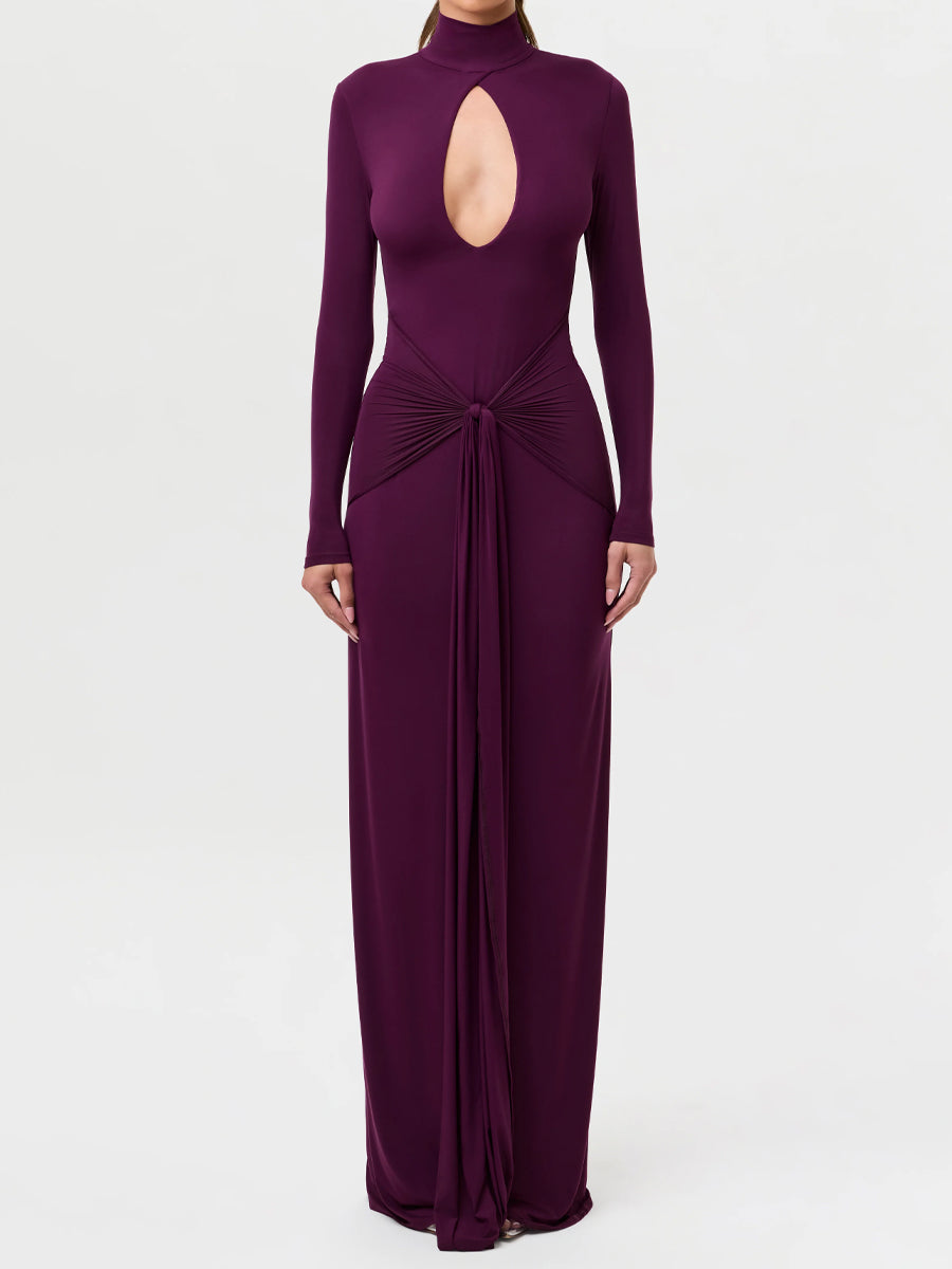 Fashion Cutout Draped Self-tie Detail Maxi Dress