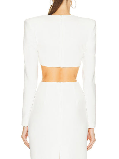 Hollowed Out Crop Jacket & Maxi Skirt