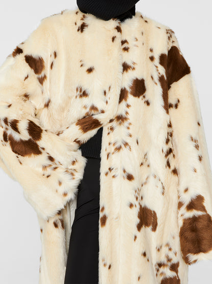 Irregular Brown Dairy Fur Long Coat
