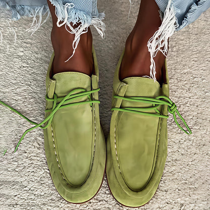 Imitation Suede Fleece-Lace Flats