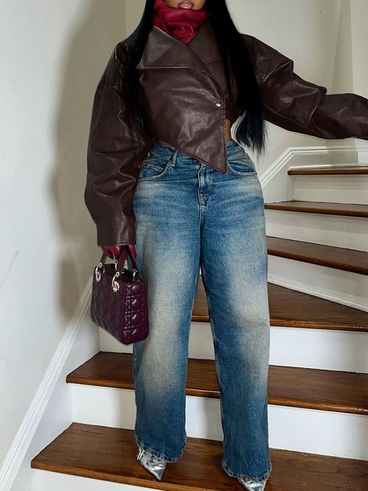 Lapel Waist Cropped Jacket