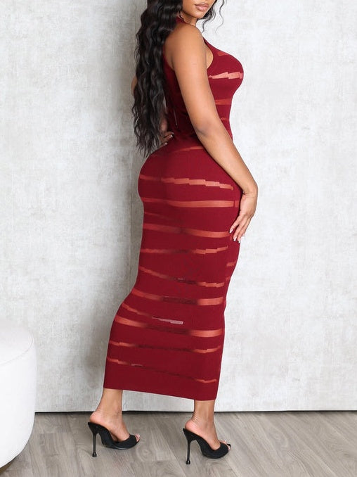 Mesh Knit Contrast Dress