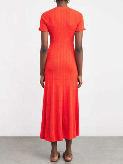 Threaded Single-breasted Knitted Dress