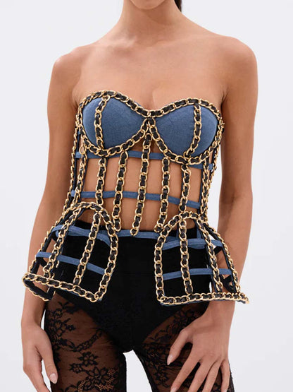 Chain Detail Bustier Top