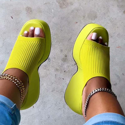 Wedge Thick Bottom Fashion Comfortable Knitted Slippers