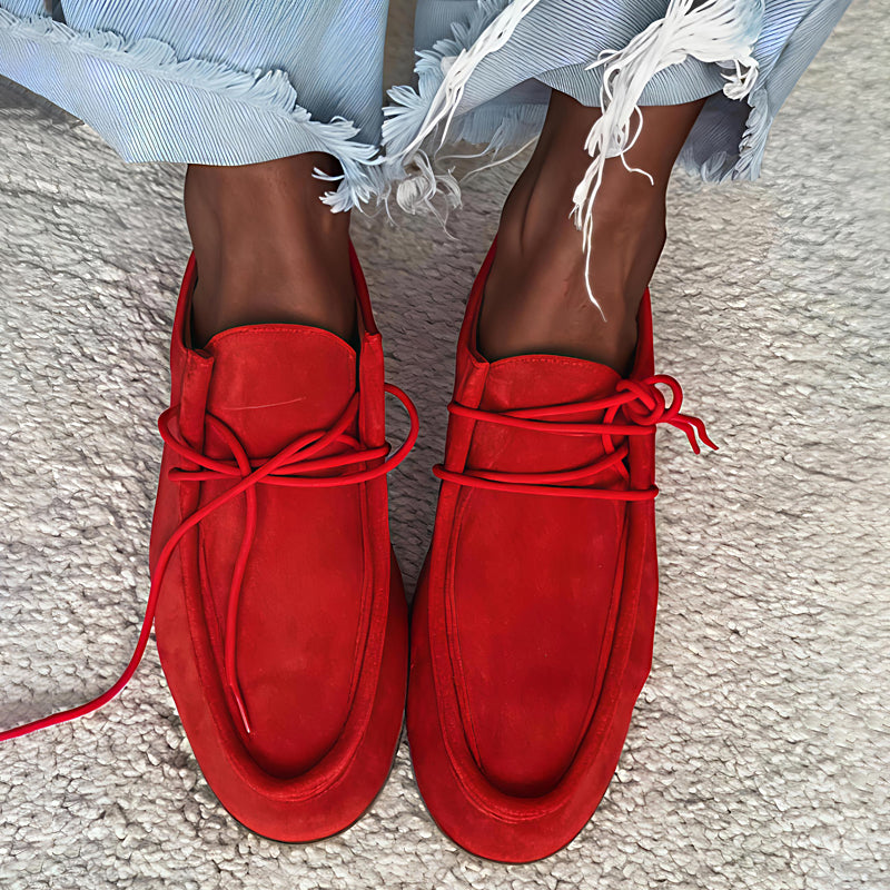 Imitation Suede Fleece-Lace Flats