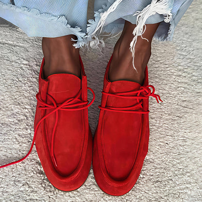 Imitation Suede Fleece-Lace Flats