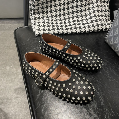 Rhinestone Studded Flat Comfortable Ballet Shoes