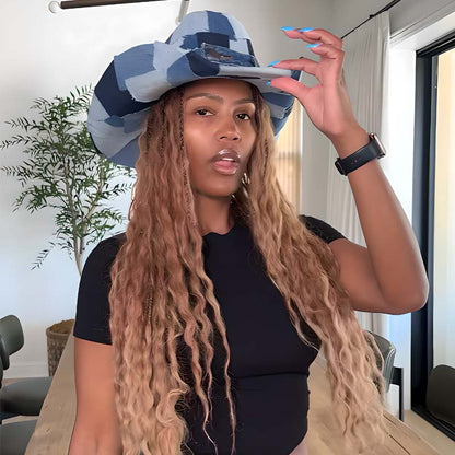 Denim Patch Stitching Western Denim Hat