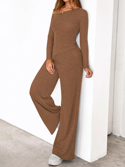 Asymmetric Casual Knitted Two Pieces Set（🔥Buy 2 Get Free Shipping）