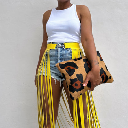 Long Fringe Leather Waist Belt