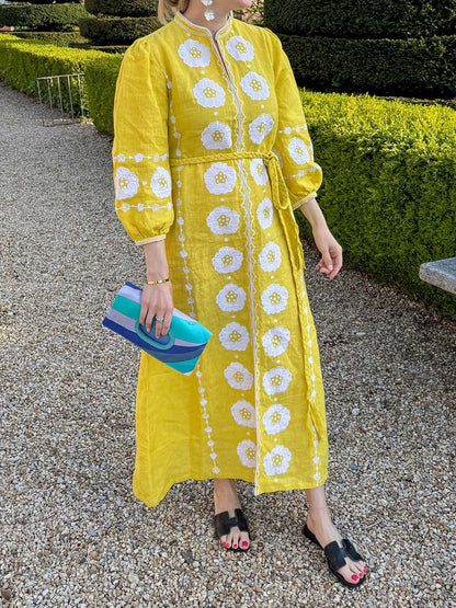 Elegant Placement Print Split Dress