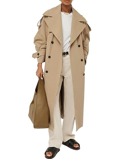 Women's Double Breasted  Long Trench Coat
