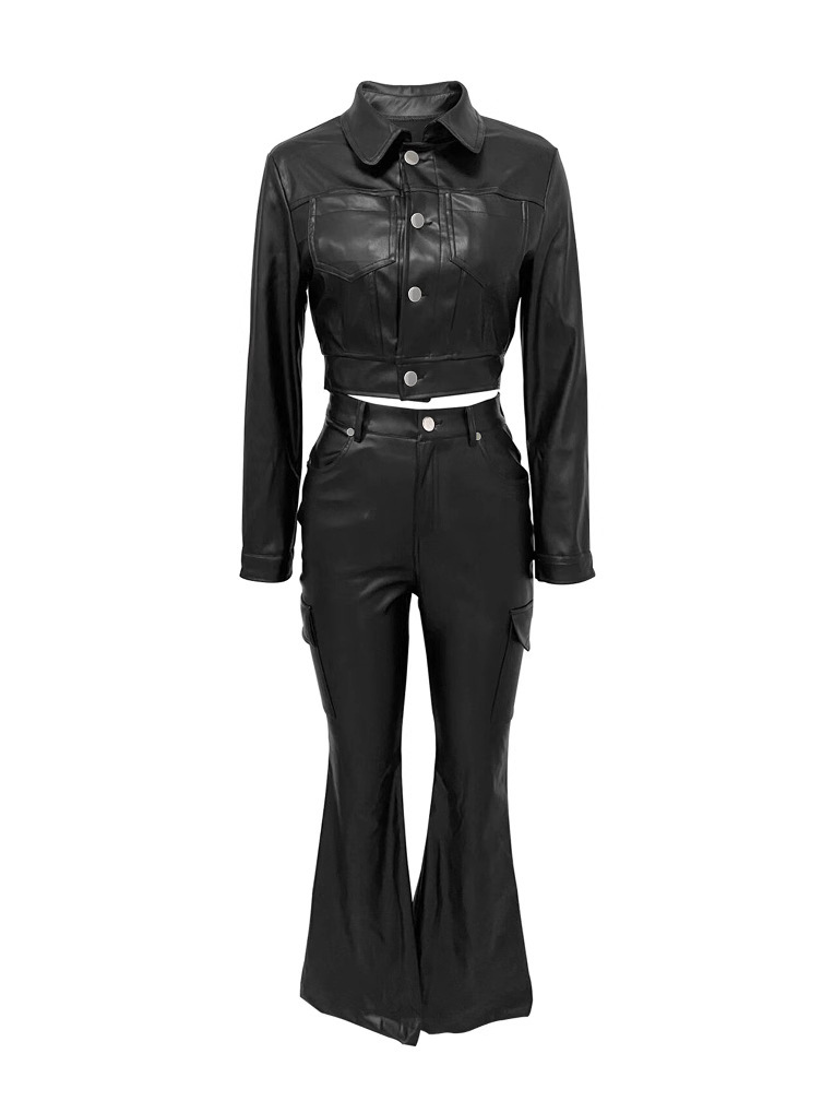 Stylish PU Two-piece Set