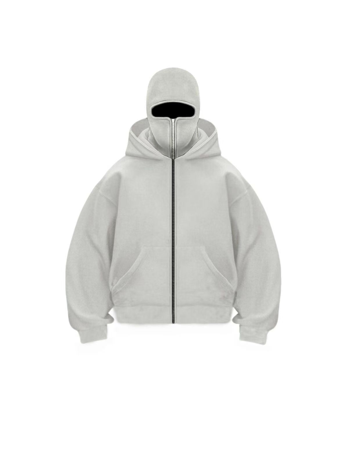Double-layered Hooded Sweatshirt Jacket With Face Mask
