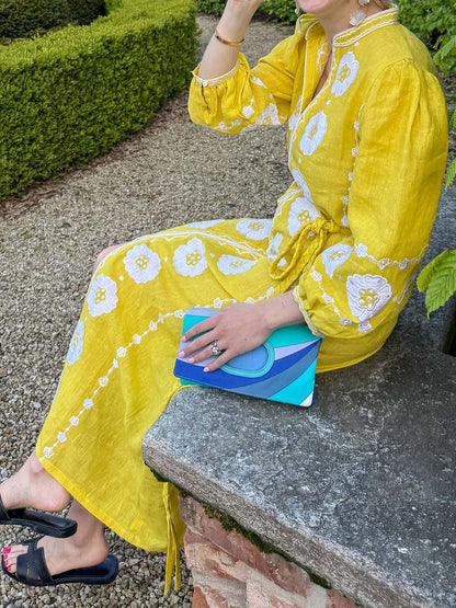 Elegant Placement Print Split Dress