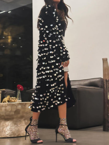 Sequined Knit Sweater Cardigan