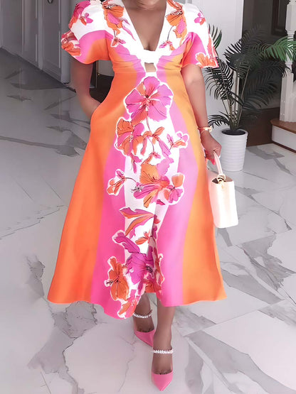 Floral Print Knotted Midi Dress