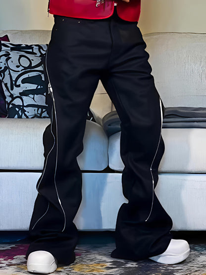 Fashion Zip Up Flare Pants