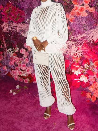 Knitted Hollowed Out Two Pieces Set