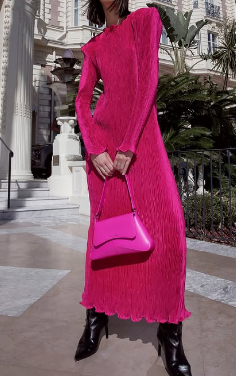 Chic Wide-Shouldered Long Dress