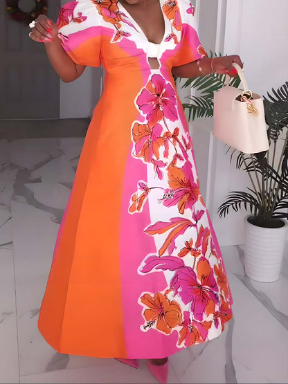 Floral Print Knotted Midi Dress