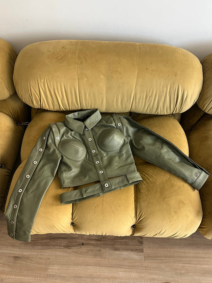 Detachable Belt Buttons PU Jacket