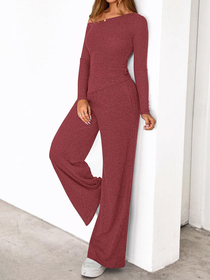 Asymmetric Casual Knitted Two Pieces Set（🔥Buy 2 Get Free Shipping）