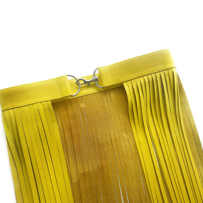 Long Fringe Leather Waist Belt