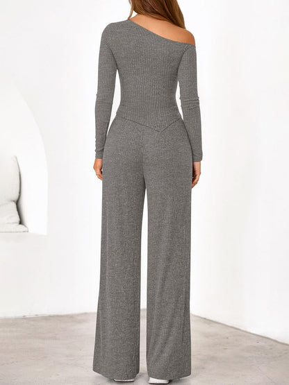 Asymmetric Casual Knitted Two Pieces Set（🔥Buy 2 Get Free Shipping）