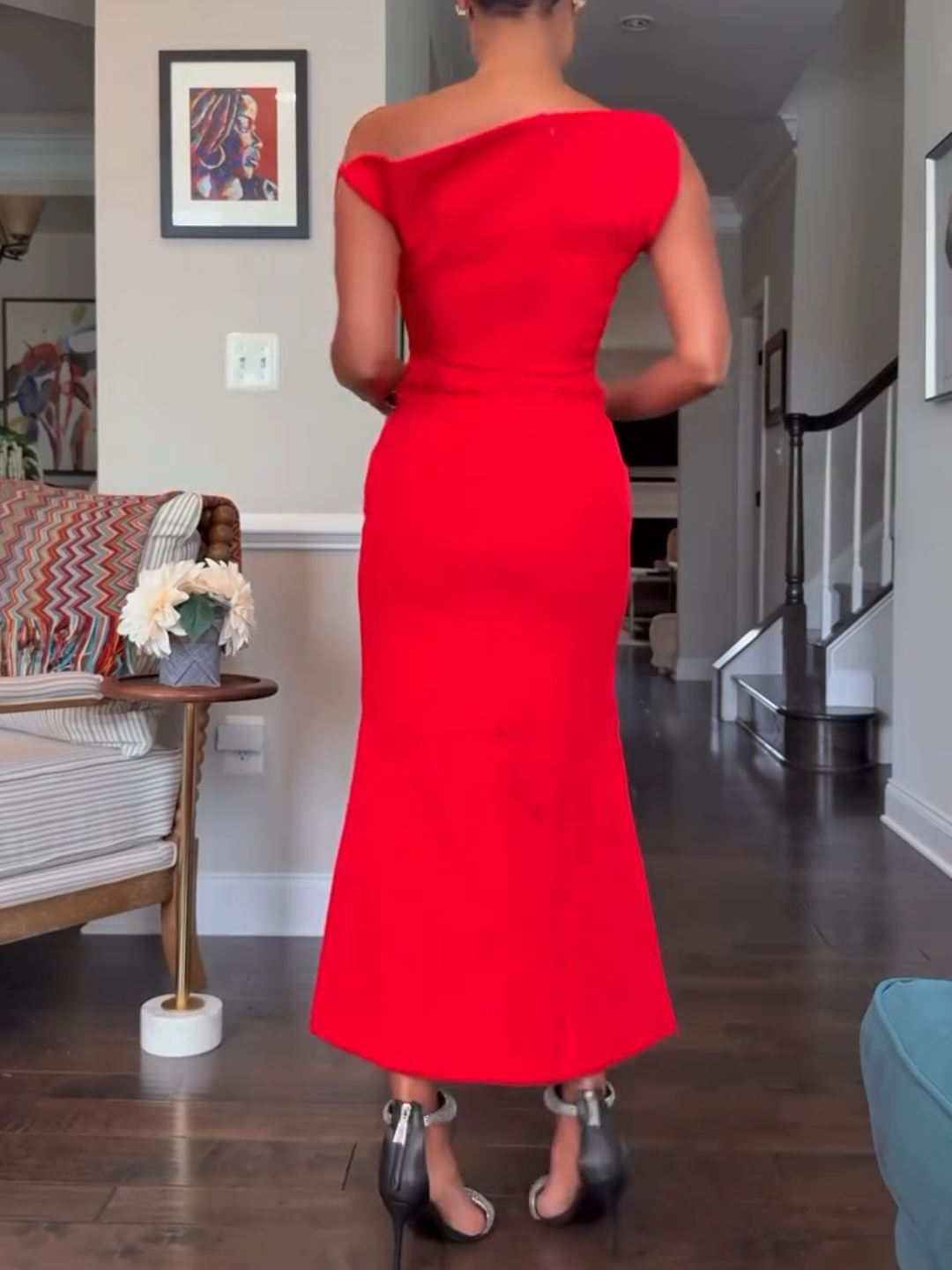 Off The Shoulder Asymmetric Pleated Dress