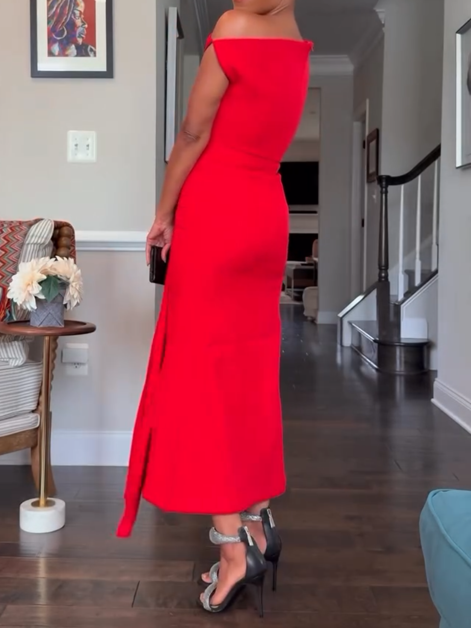 Off The Shoulder Asymmetric Pleated Dress