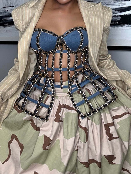 Chain Detail Bustier Top