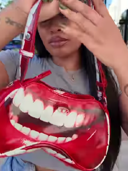 Patent Leather Faux-Print Shoulder Bag