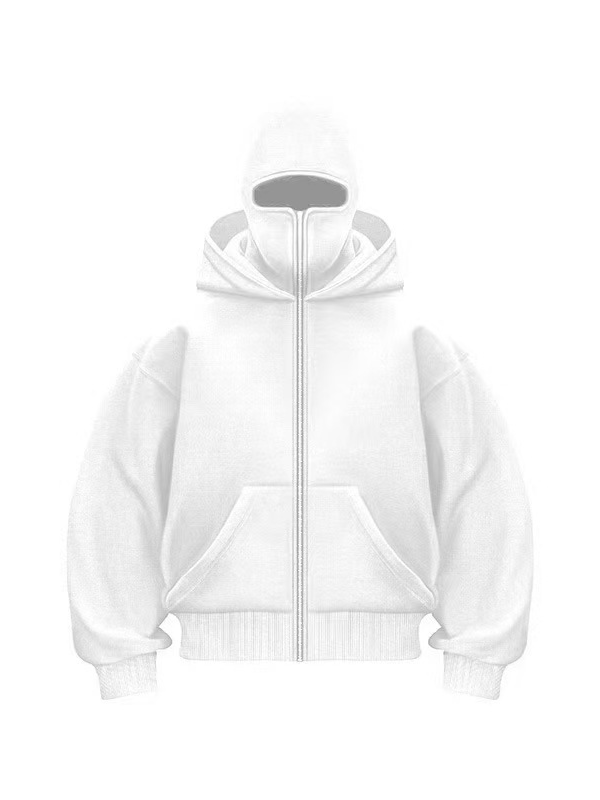 Double-layered Hooded Sweatshirt Jacket With Face Mask