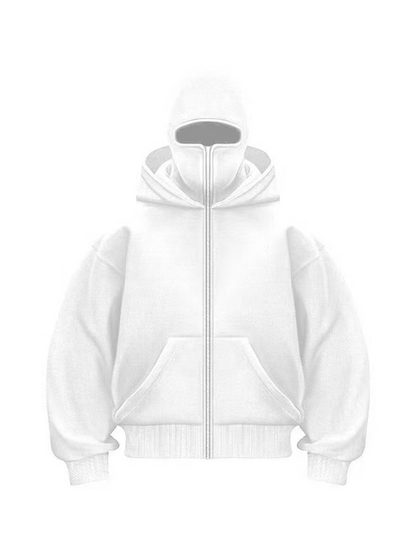 Double-layered Hooded Sweatshirt Jacket With Face Mask