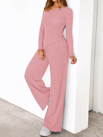 Asymmetric Casual Knitted Two Pieces Set（🔥Buy 2 Get Free Shipping）