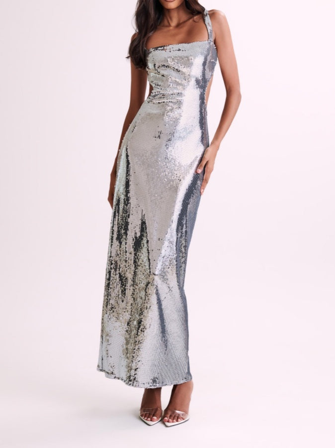 Sequin Cut Out Maxi Dress